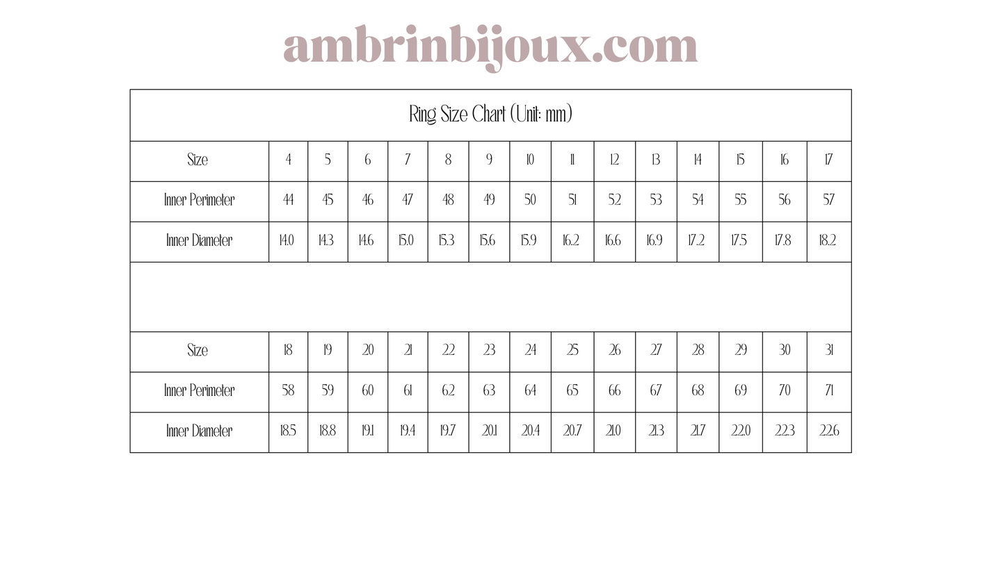 ambrin ring size chart