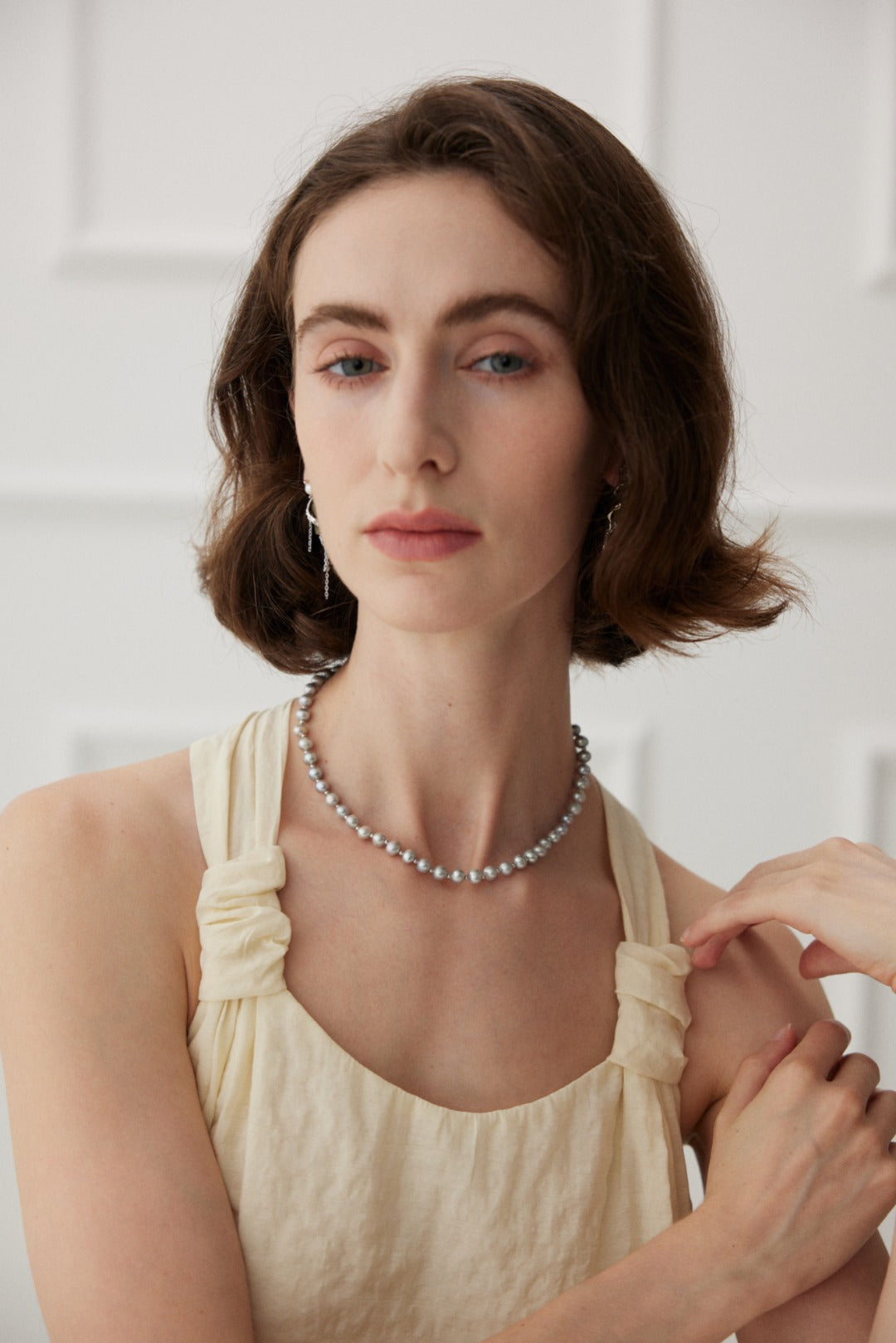 Elegant necklace crafted from high-quality 925 silver and finished in white gold, featuring a lustrous natural pearl approximately 6.3mm in size. The chain length is 37cm with a 7cm extension, allowing for an adjustable fit suitable for any occasion.