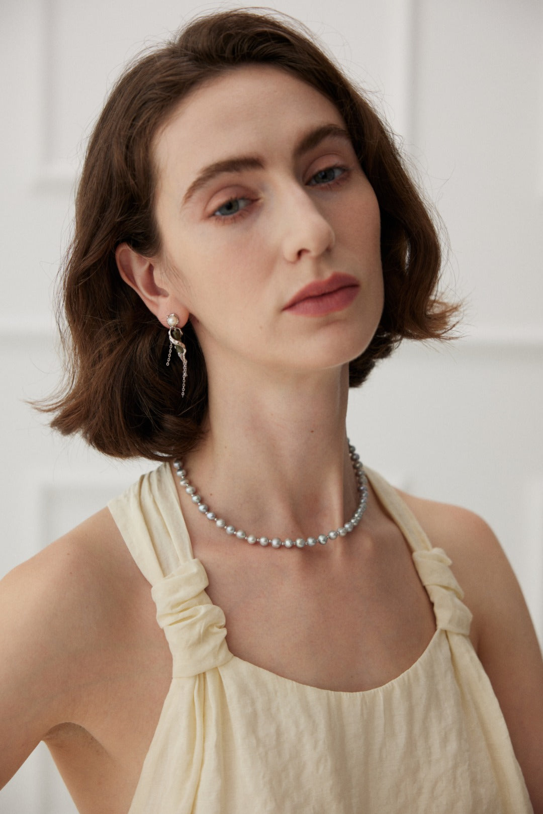 Elegant necklace crafted from high-quality 925 silver and finished in white gold, featuring a lustrous natural pearl approximately 6.3mm in size. The chain length is 37cm with a 7cm extension, allowing for an adjustable fit suitable for any occasion.